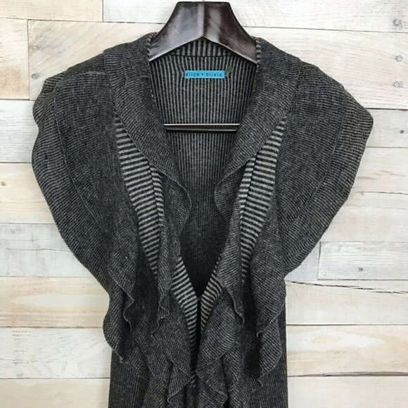 Alice+Olivia Duster Sweater Vest Gray Marled XS - Picture 2 of 8